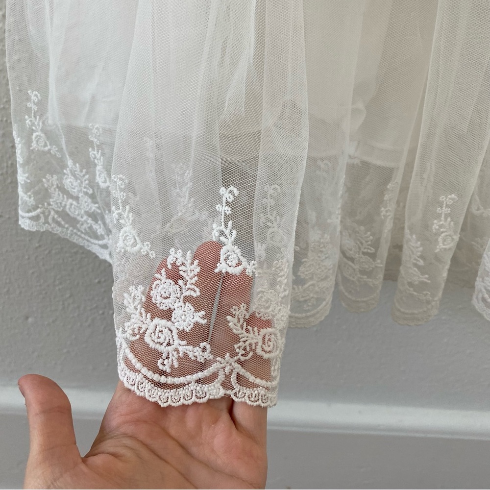 Trish Scully Olivia Flower Girl Dress Antique White Lace Tulle Size 4 - Picture 3 of 9